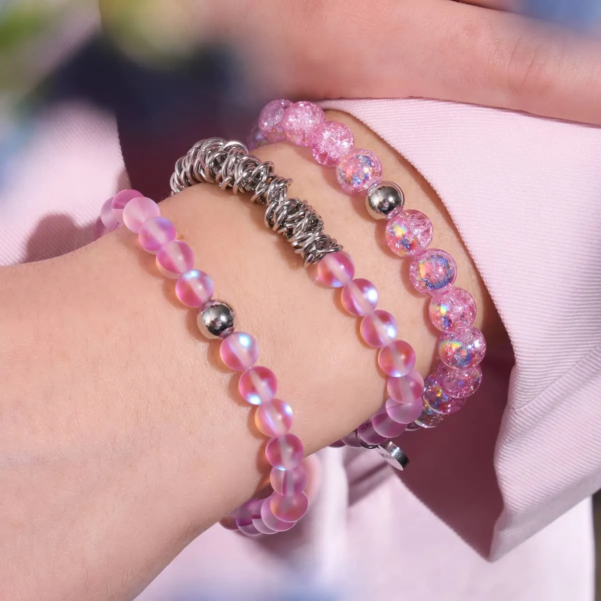 Lavender | Silver | Mermaid Glass x Links of Love Bracelet