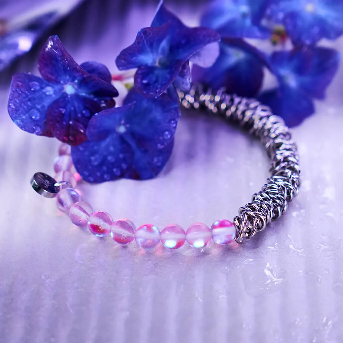 Lavender | Silver | Mermaid Glass x Links of Love Bracelet