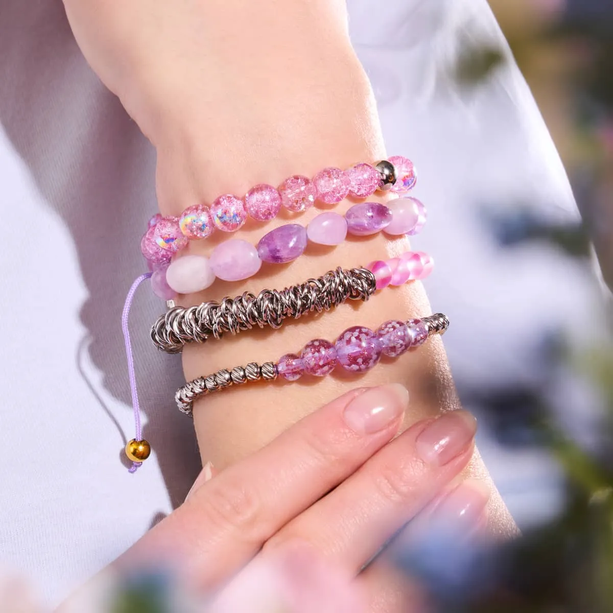 Lavender | Silver | Mermaid Glass x Links of Love Bracelet