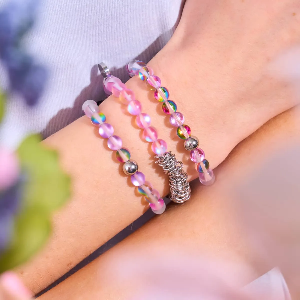 Lavender | Silver | Mermaid Glass x Links of Love Bracelet