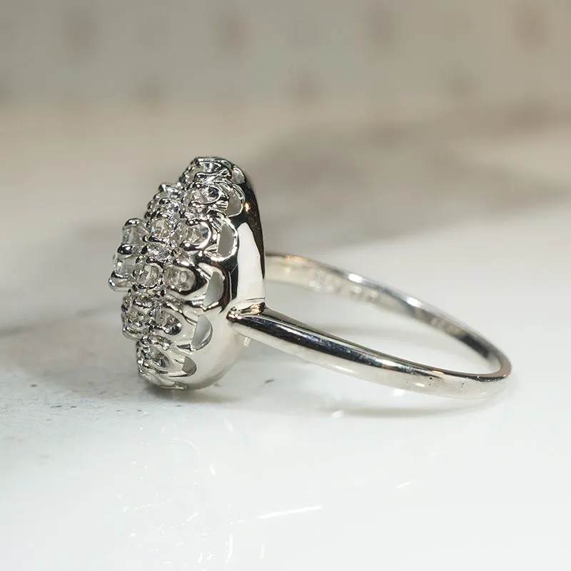 Lavish Mid-Century Diamond Cluster Ring