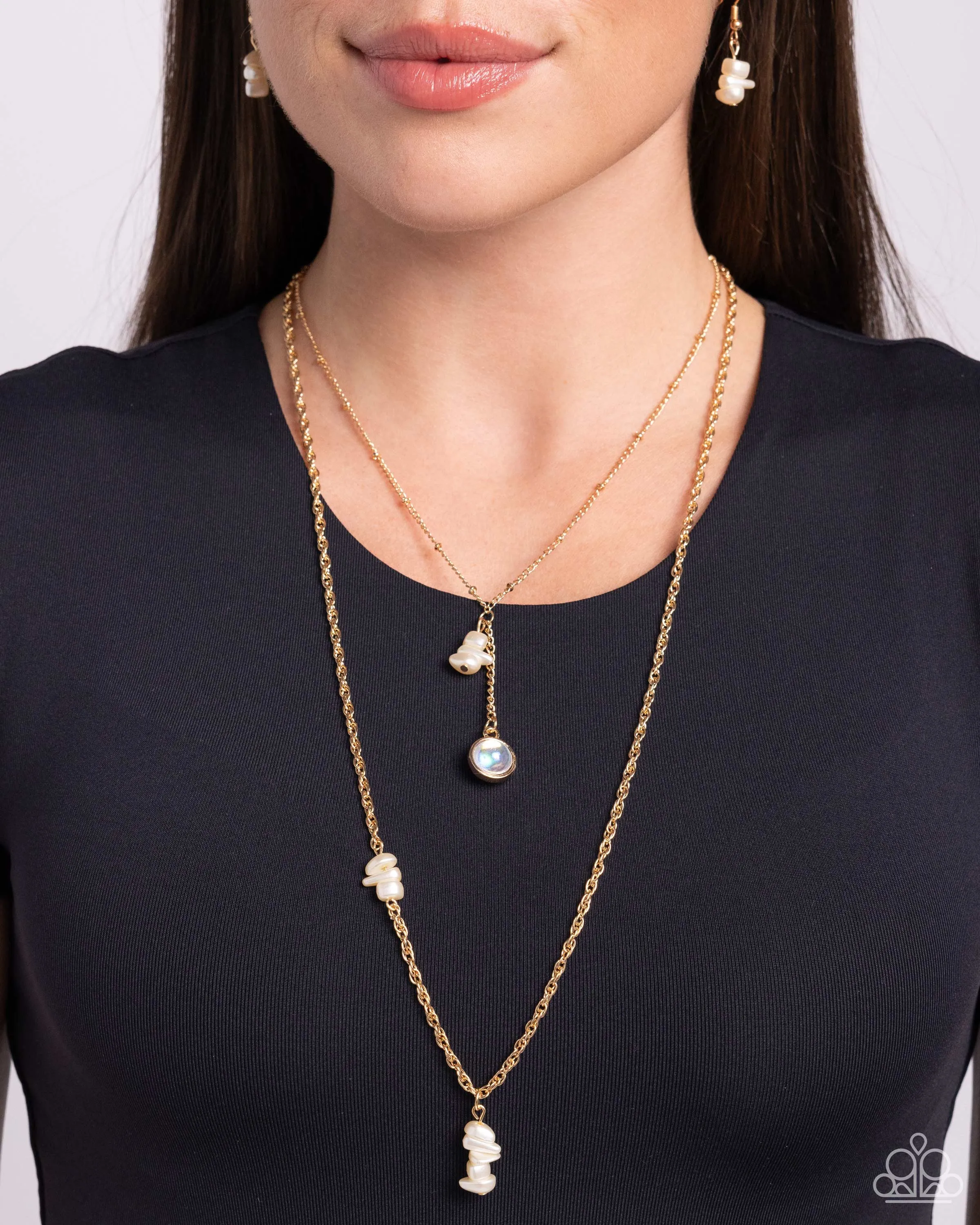 Leisurely Layered - Gold - Pebble Pearl Tiered Paparazzi Necklace