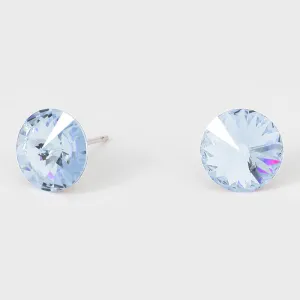 Light Blue Small Round Crystal Stud Earrings | 15mm = 0.59" | 291556