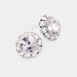 Light Purple Austrian Crystal Round Stud Earrings | 5/8" | 290275