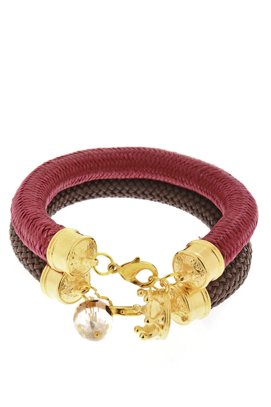 ΟLIN Brown Bordeaux Bracelets (set of 2)