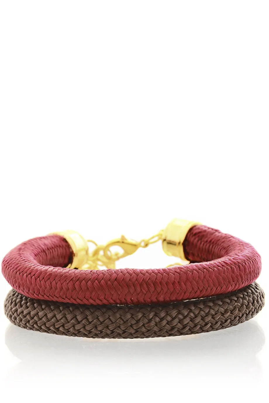ΟLIN Brown Bordeaux Bracelets (set of 2)