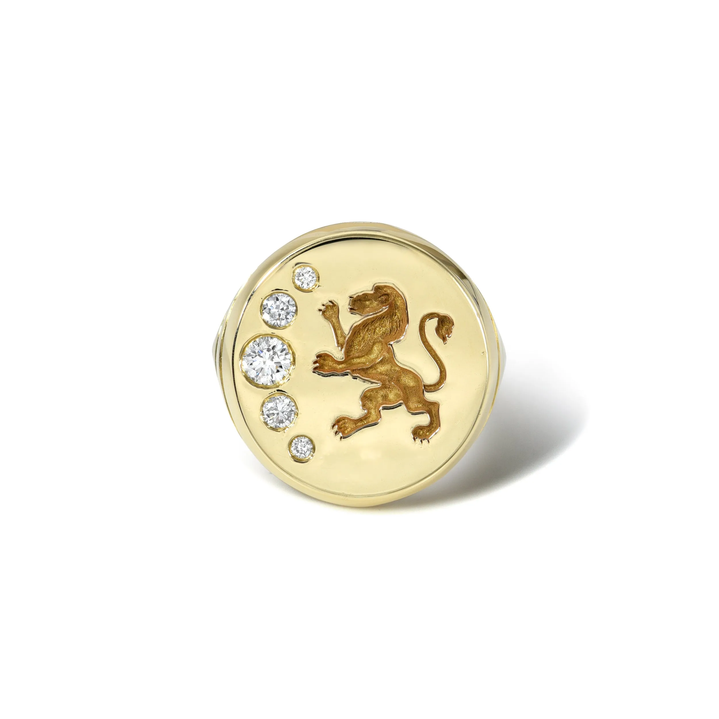 Lion Diamond Fantasy Signet Ring