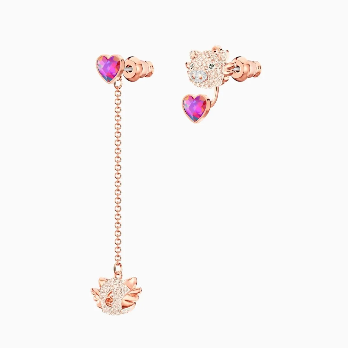 Little Pig Multi-Colored Rose Gold Plating Pierced Earrings