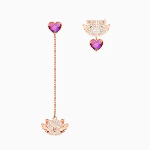 Little Pig Multi-Colored Rose Gold Plating Pierced Earrings
