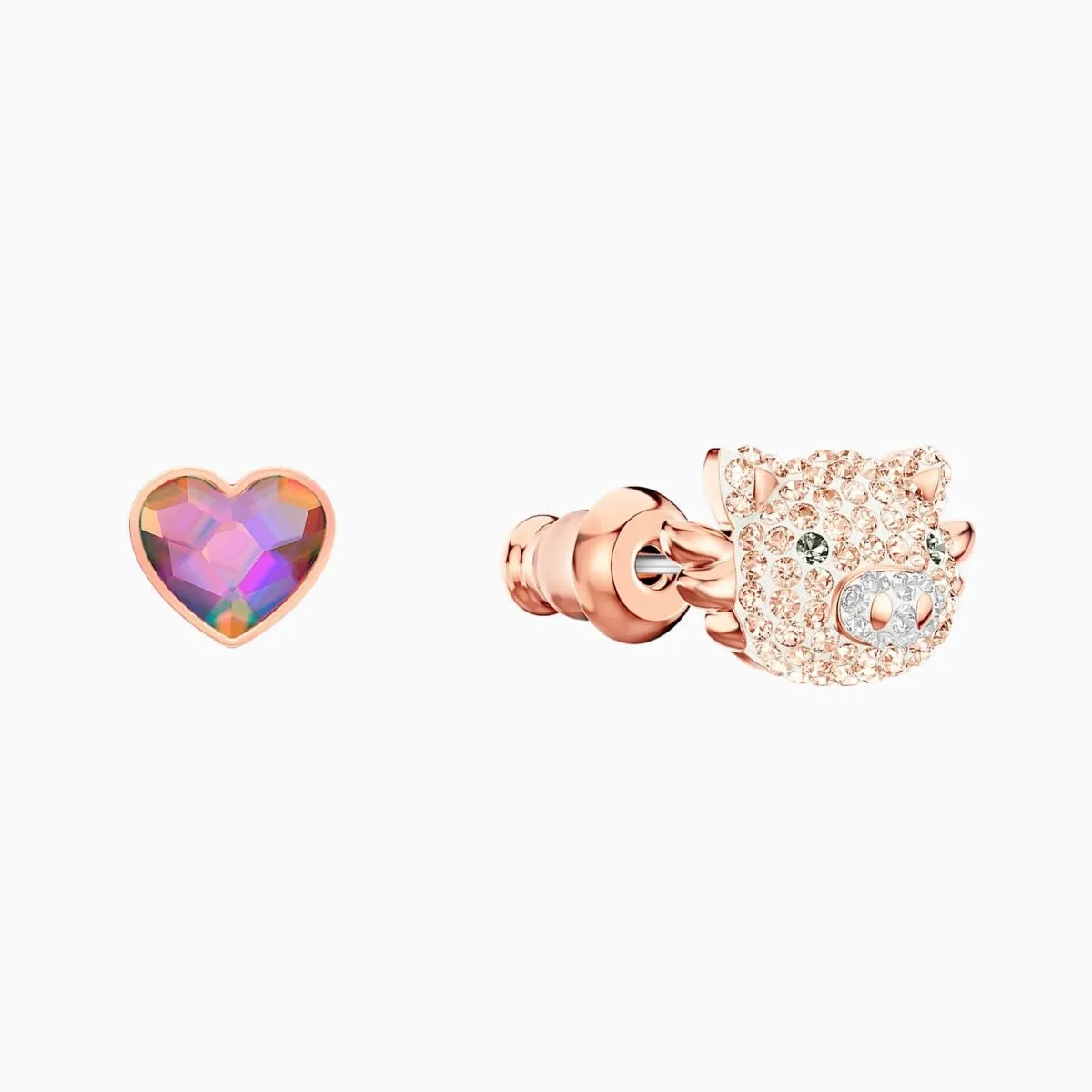 Little Pig Multi-Colored Rose Gold Plating Pierced Earrings