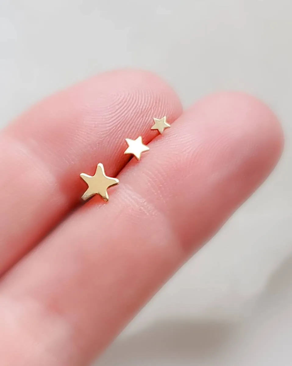 Little Star Studs in 14K Gold