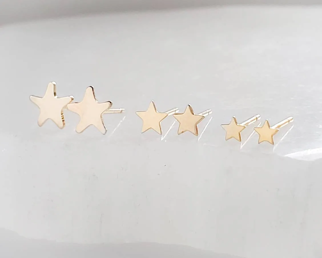 Little Star Studs in 14K Gold