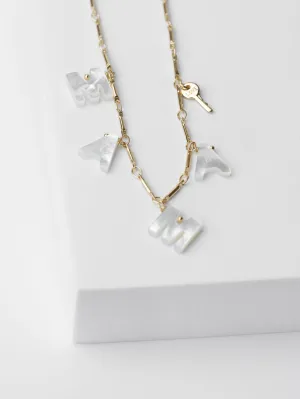 MAMA Mother of Pearl and Mini Key Necklace