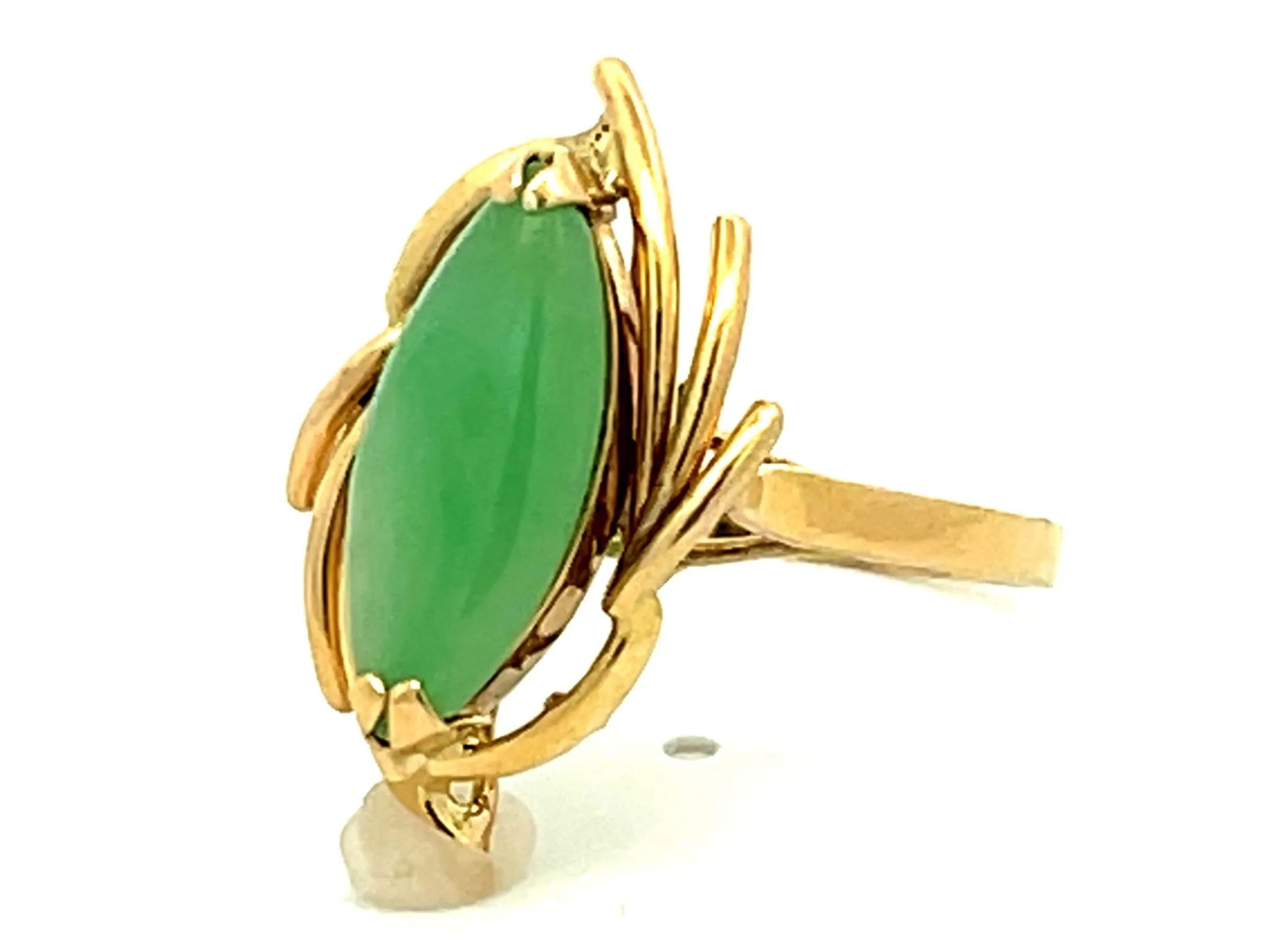 Marquise Jade Ring 14k Yellow Gold