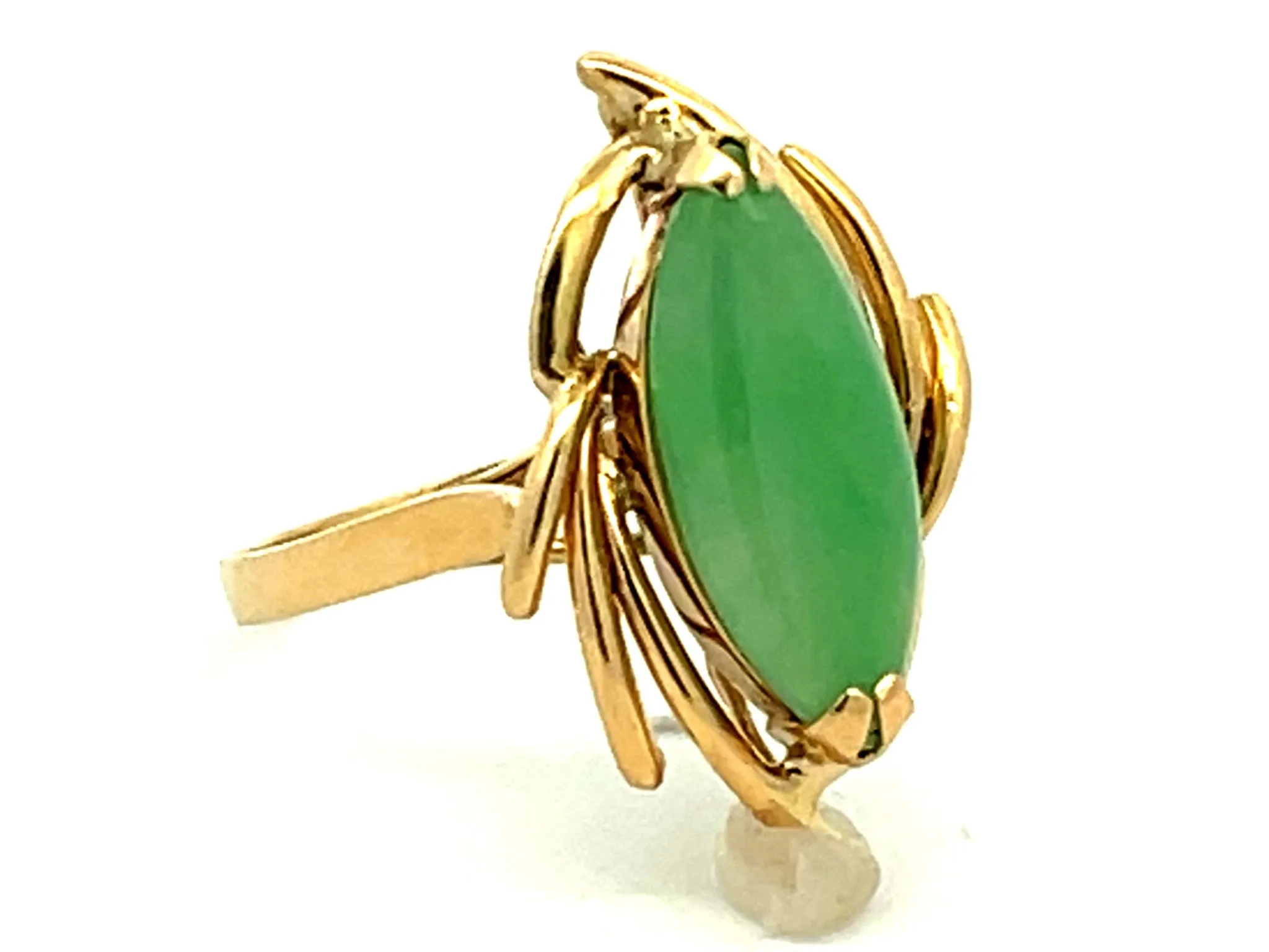 Marquise Jade Ring 14k Yellow Gold