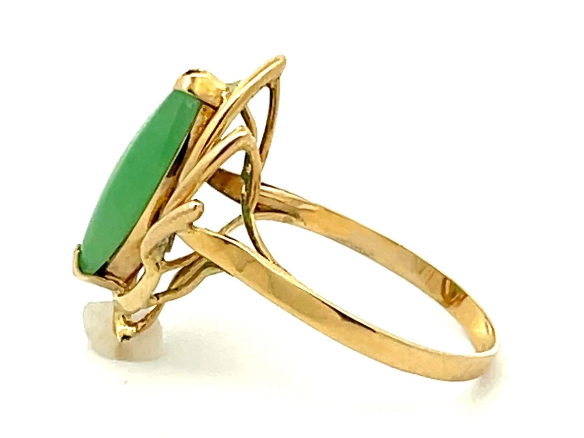 Marquise Jade Ring 14k Yellow Gold
