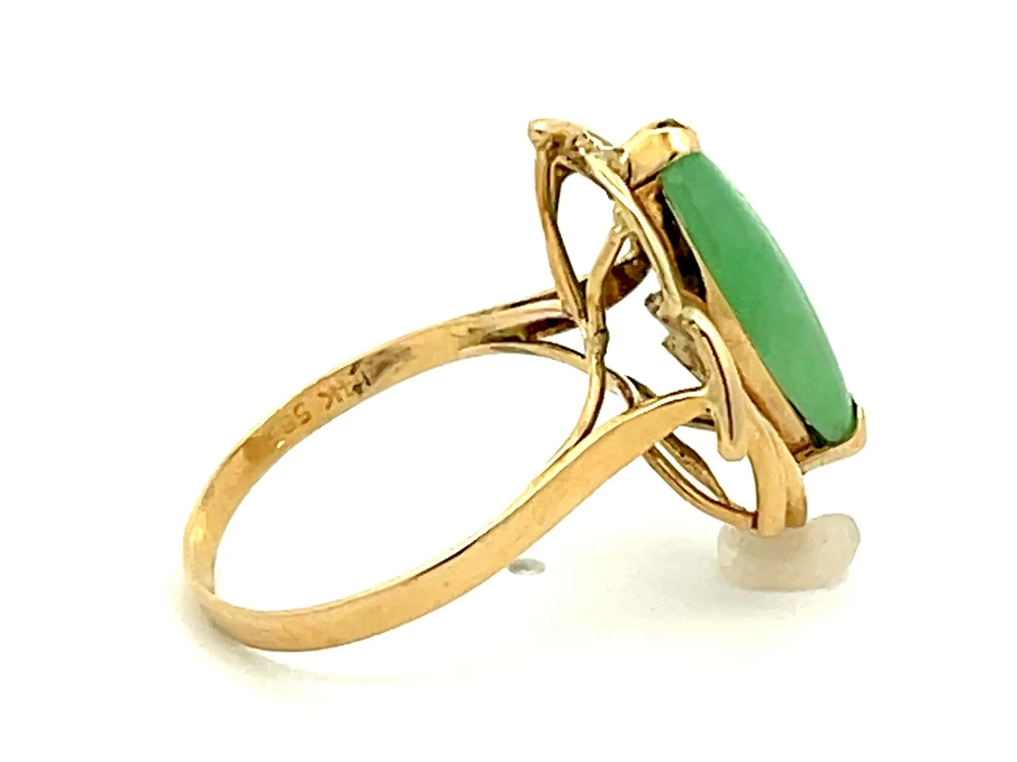 Marquise Jade Ring 14k Yellow Gold