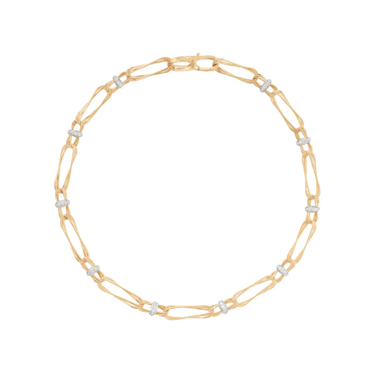 Marrakech 18K Yellow Gold Twisted Double Coil Diamond Link Necklace