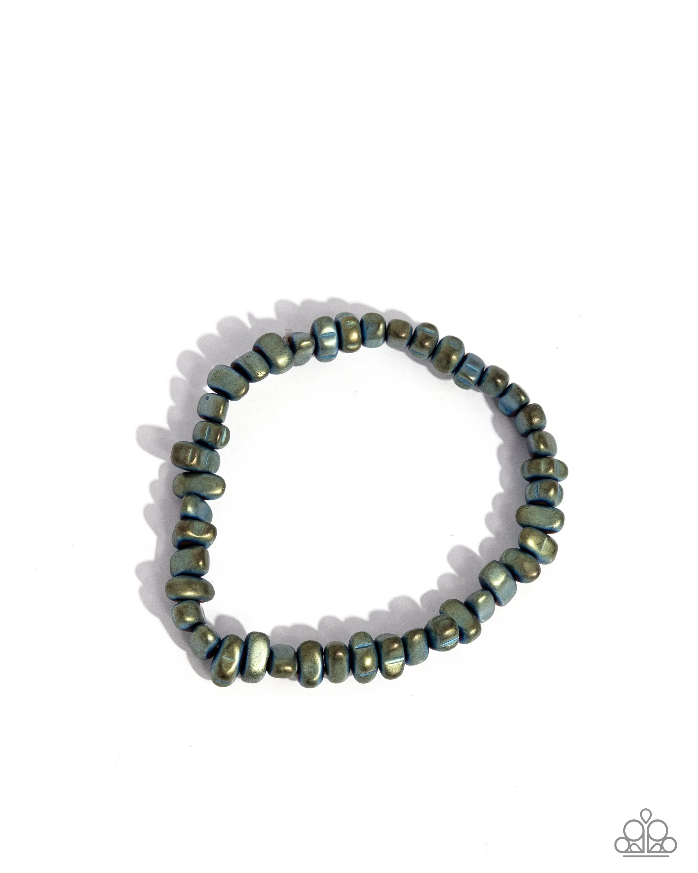 Matte Makeover - Green - Pebble Bead Paparazzi Urban Stretchy Bracelet