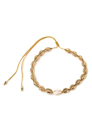 Medium Puka Shell Necklace In Gold With Natural Shell