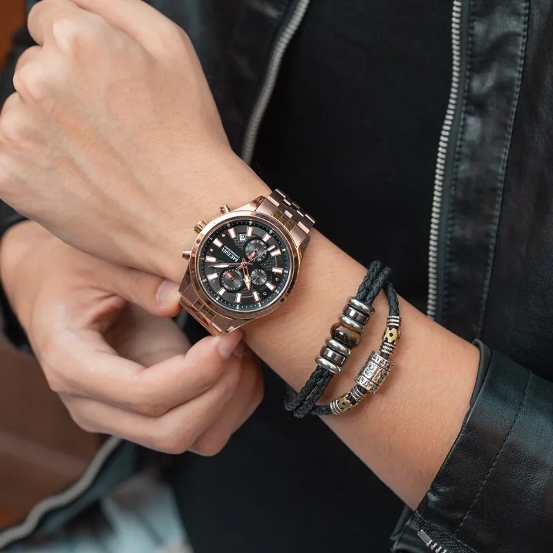 MEGIR New Fashion Watches Chronograph Waterproof Stainless Steel Date Sports Quartz Watch Men Top Brand Luxury Wristwatch