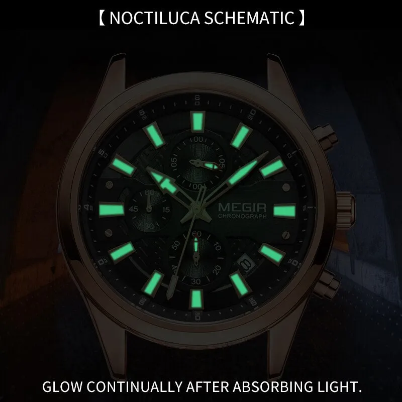 MEGIR New Fashion Watches Chronograph Waterproof Stainless Steel Date Sports Quartz Watch Men Top Brand Luxury Wristwatch
