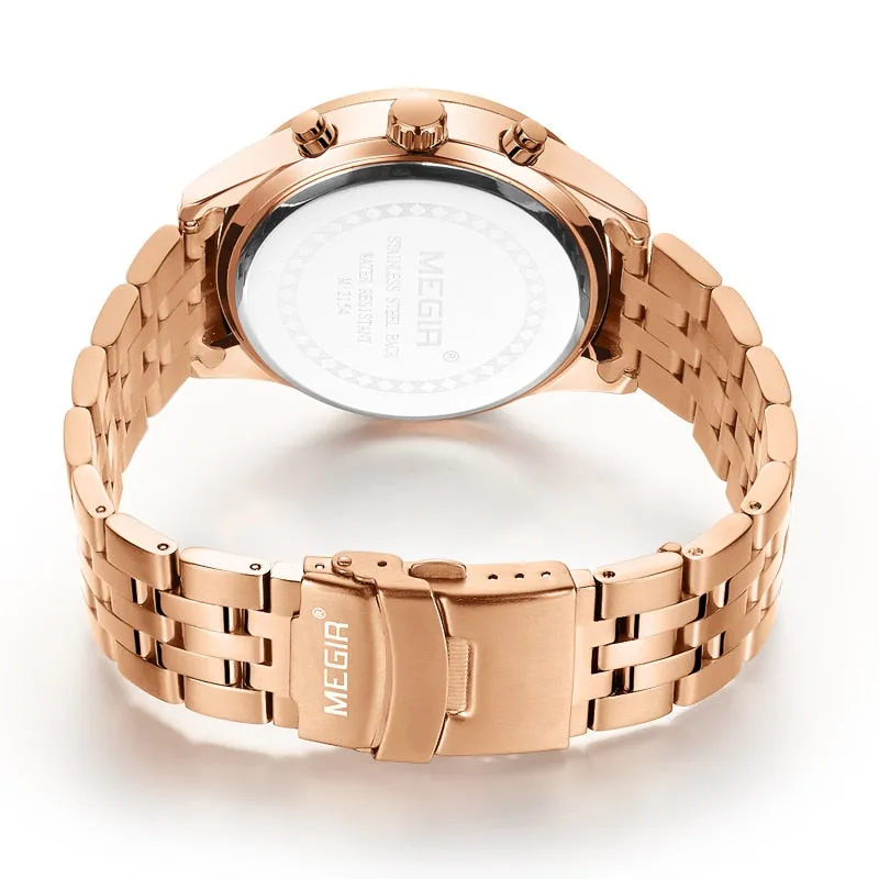 MEGIR New Fashion Watches Chronograph Waterproof Stainless Steel Date Sports Quartz Watch Men Top Brand Luxury Wristwatch