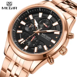 MEGIR New Fashion Watches Chronograph Waterproof Stainless Steel Date Sports Quartz Watch Men Top Brand Luxury Wristwatch