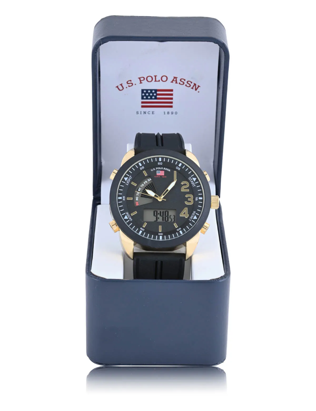 MEN'S BLACK AND GOLD ANA DIGI SPORTS WATCH