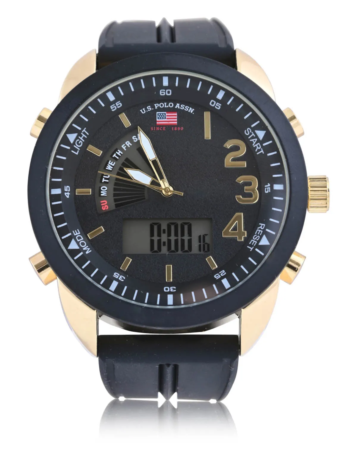 MEN'S BLACK AND GOLD ANA DIGI SPORTS WATCH