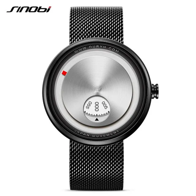 Men's Creative Milan Strap Wrist Watches Relogio watch rotate dial plate Wrist Creative & sports watch