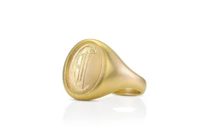 Men's Oval Signet Ring in Yellow Gold