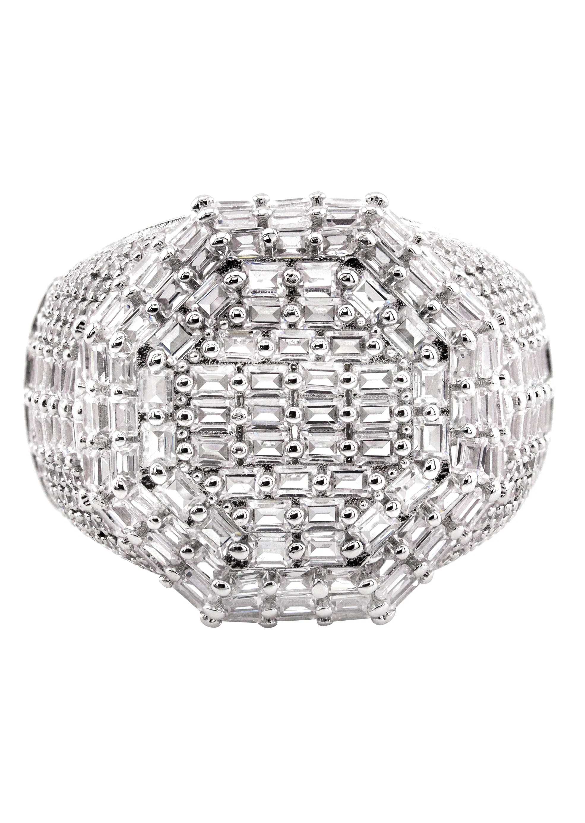 Mens Silver Baguette Signet Ring | Appx 10.6 Grams