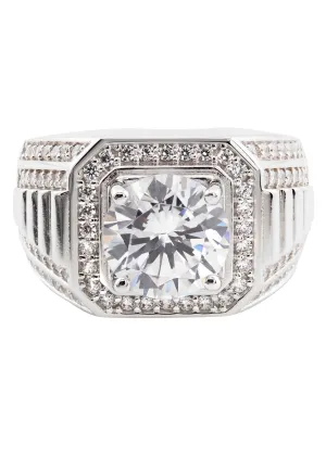 Mens Silver CZ Pinky Ring | Appx 10 Grams