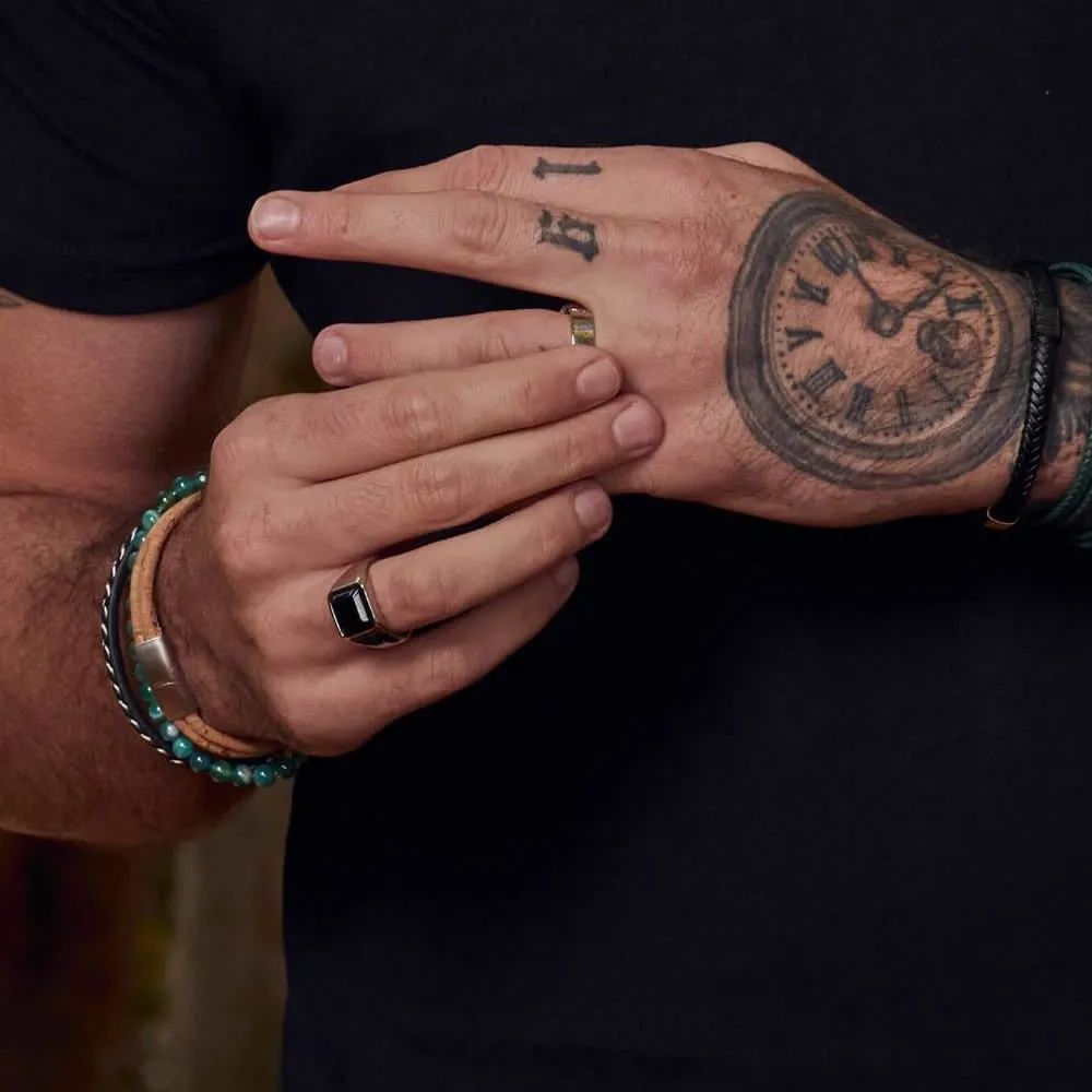 Men's Square Black Onyx Signet Ring