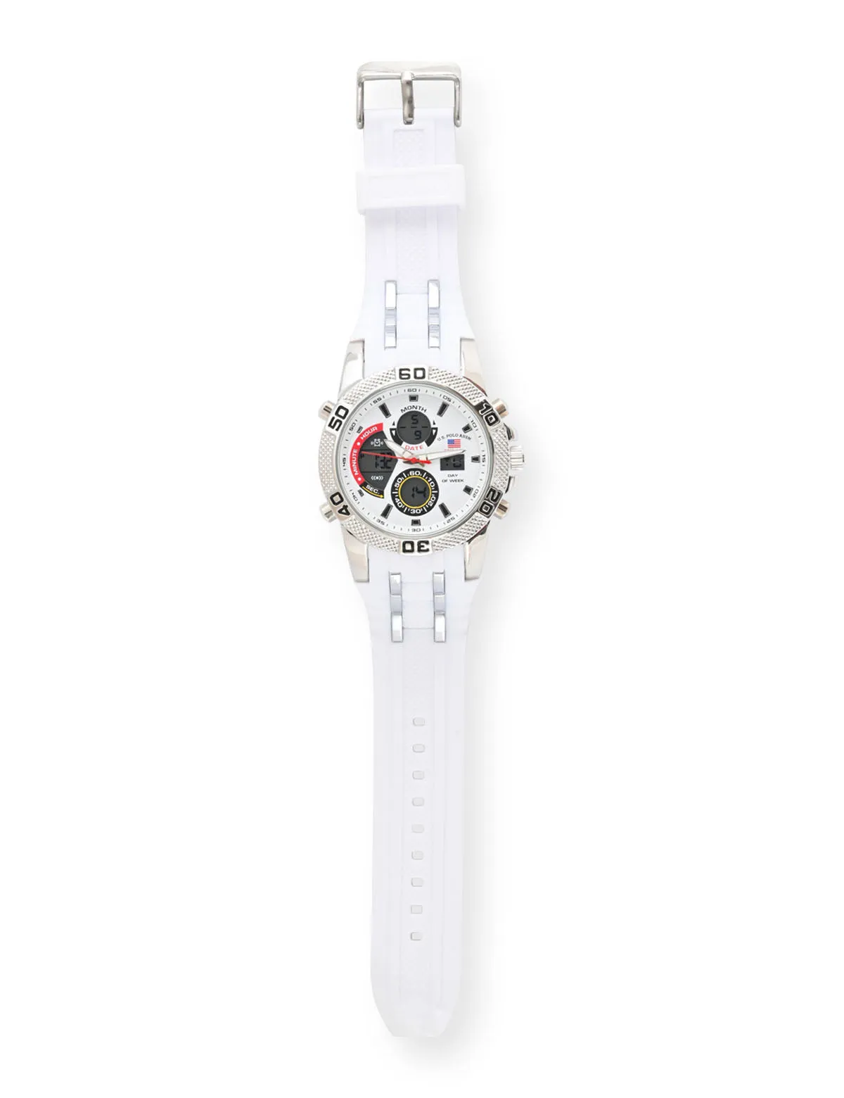 MEN'S WHITE RUBBER STRAP ANA DIGI SPORTS WATCH