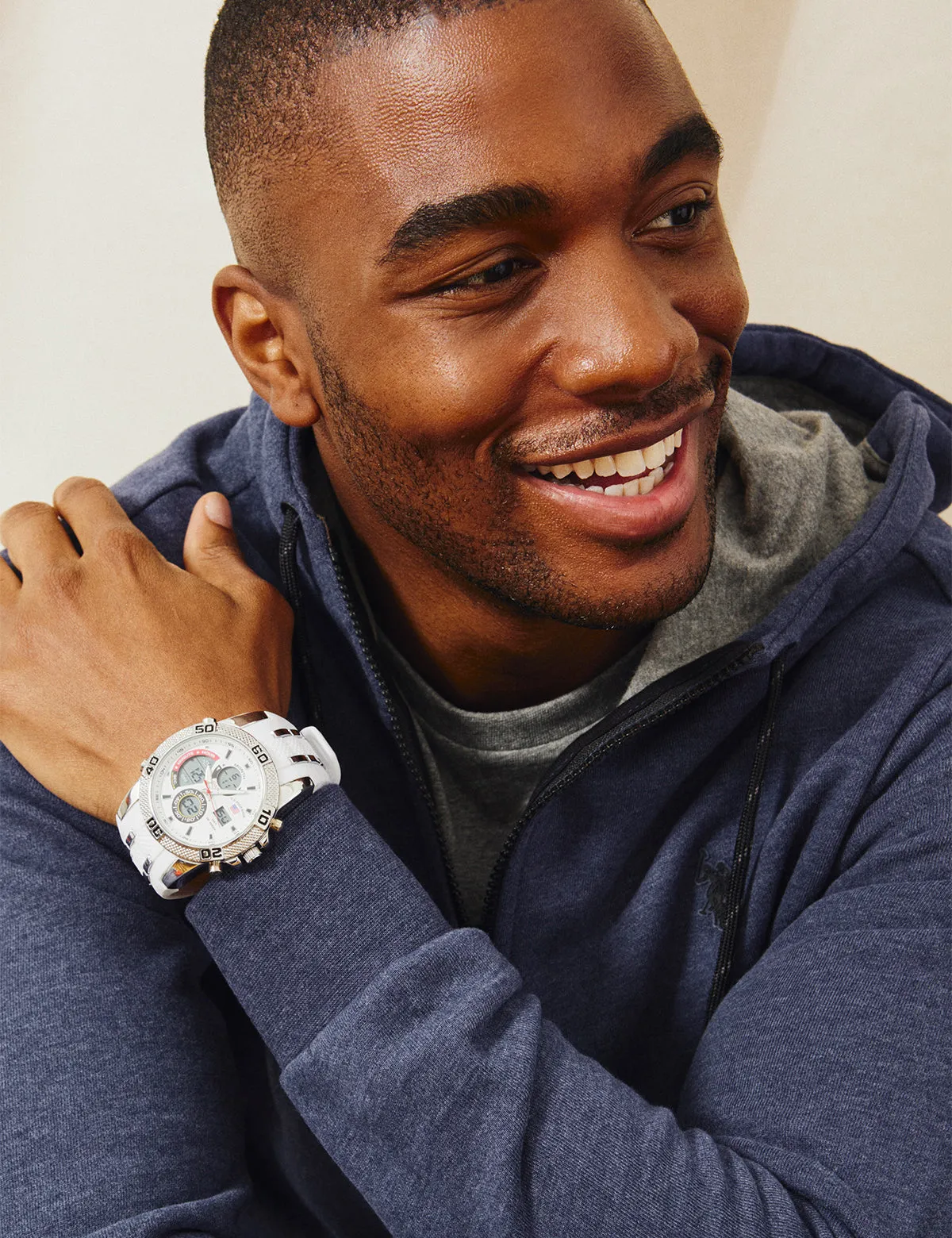 MEN'S WHITE RUBBER STRAP ANA DIGI SPORTS WATCH