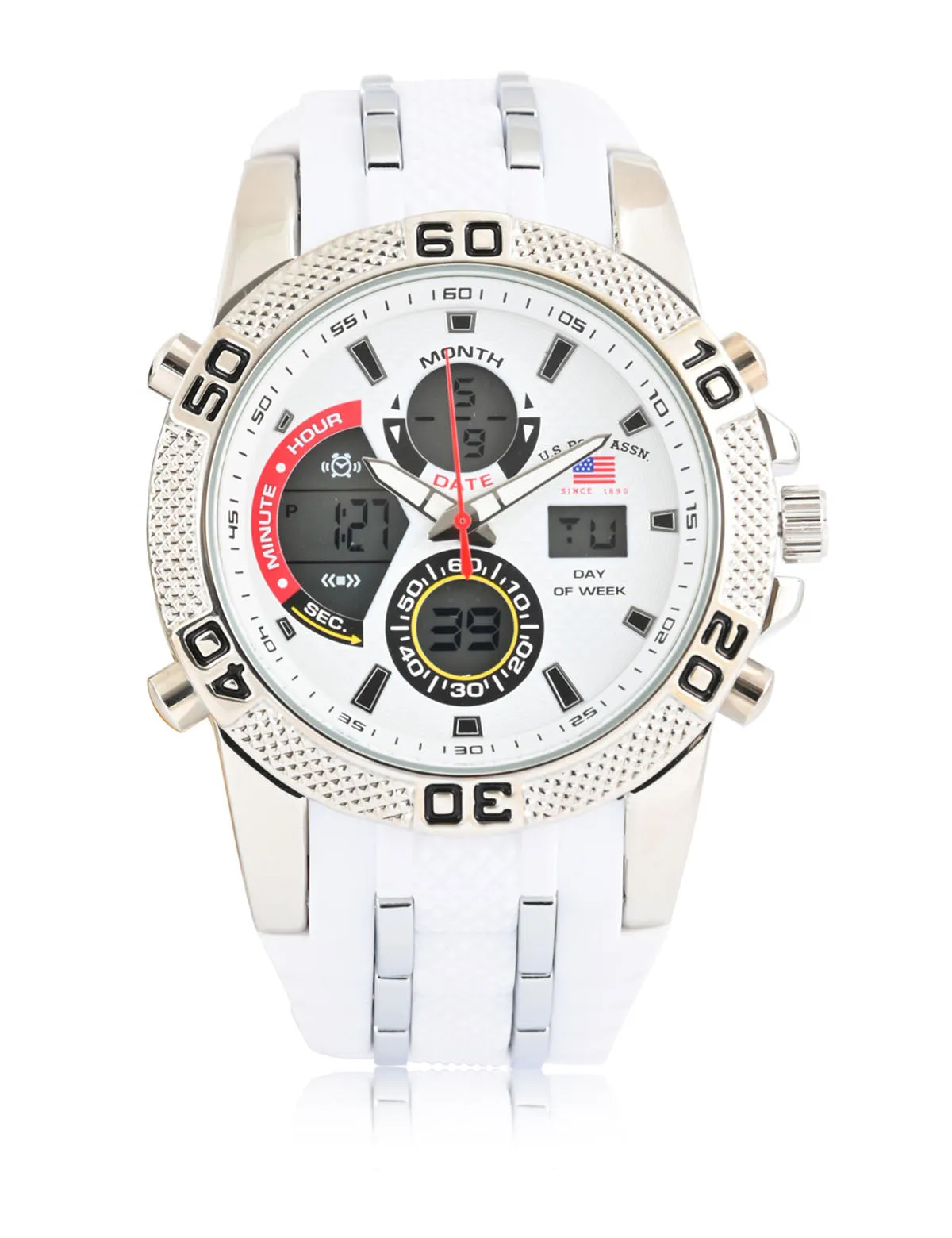 MEN'S WHITE RUBBER STRAP ANA DIGI SPORTS WATCH