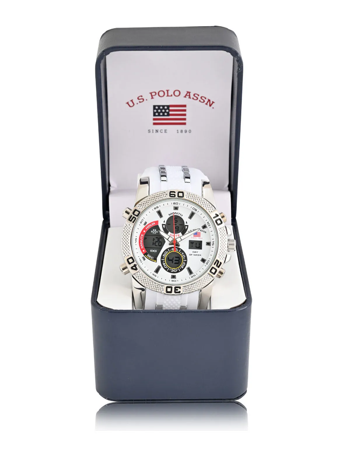 MEN'S WHITE RUBBER STRAP ANA DIGI SPORTS WATCH