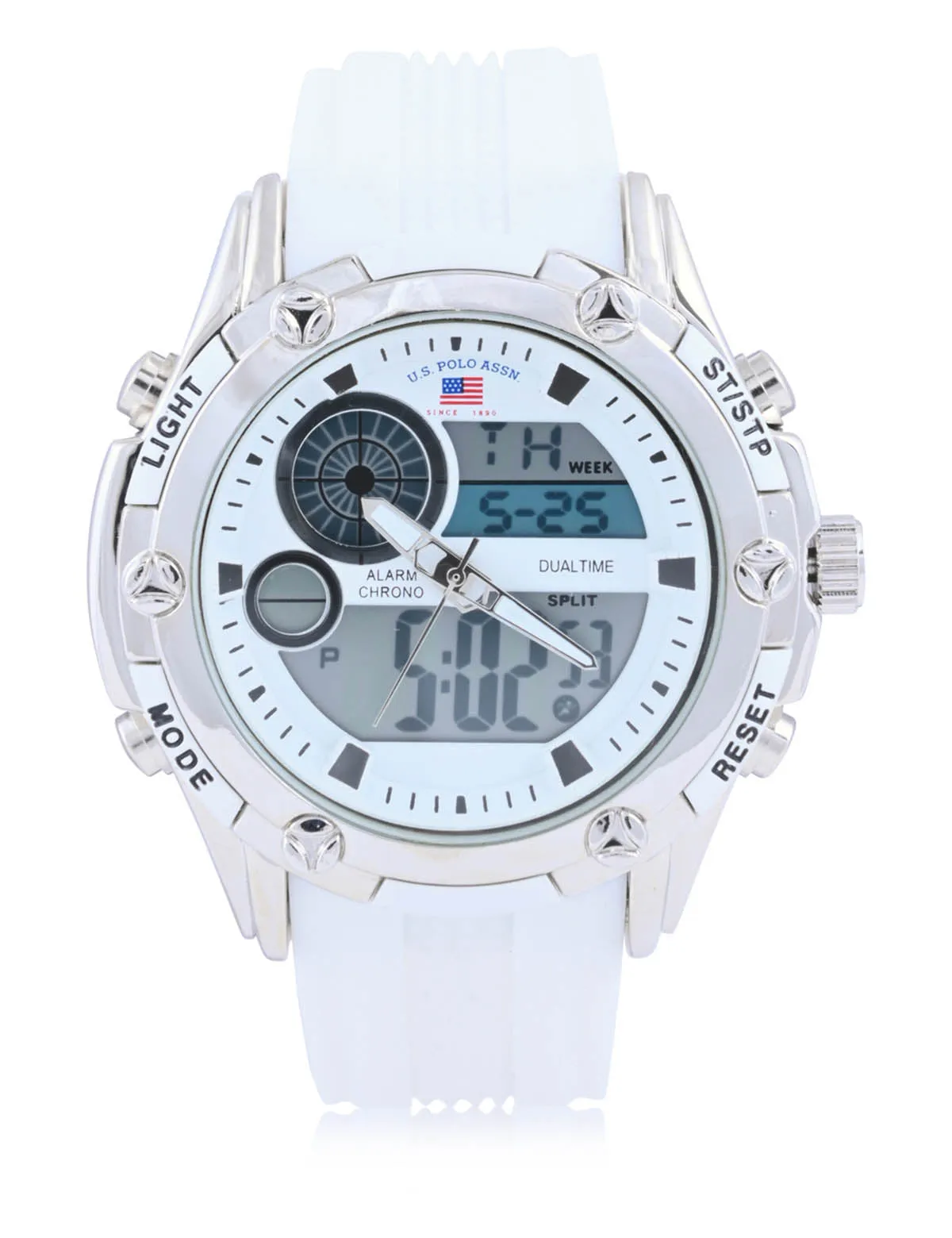 MEN'S WHITE STRAP ANA DIGI SPORTS WATCH
