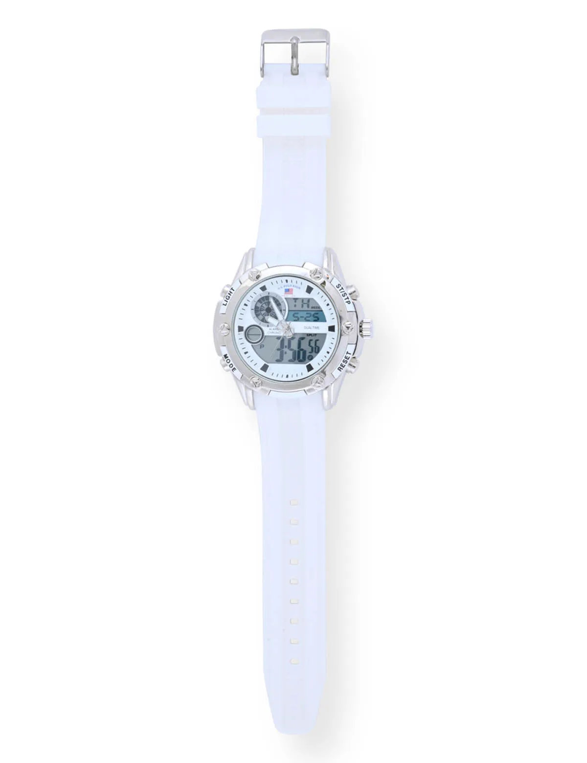 MEN'S WHITE STRAP ANA DIGI SPORTS WATCH