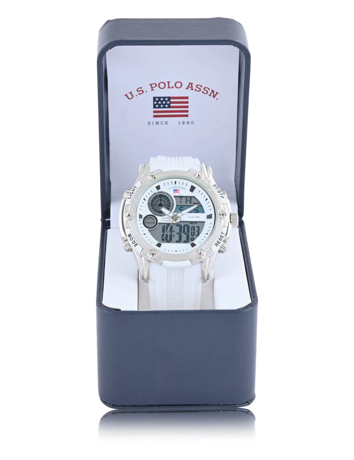 MEN'S WHITE STRAP ANA DIGI SPORTS WATCH