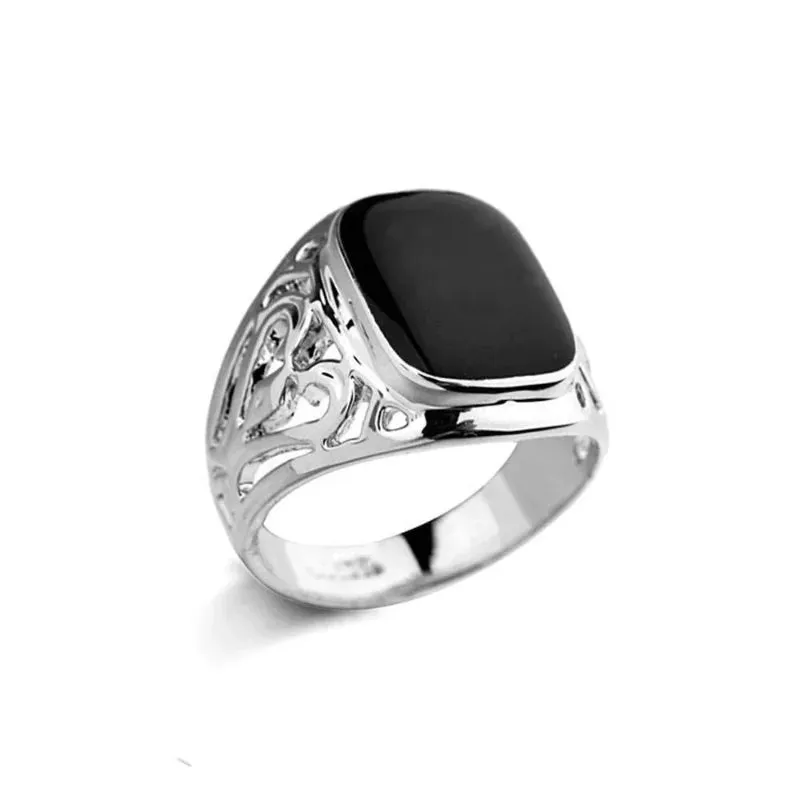 Metal Glossy Rings for Men Geometric Width Signet Square Finger Punk Style Fashion Ring Jewelry Accessories