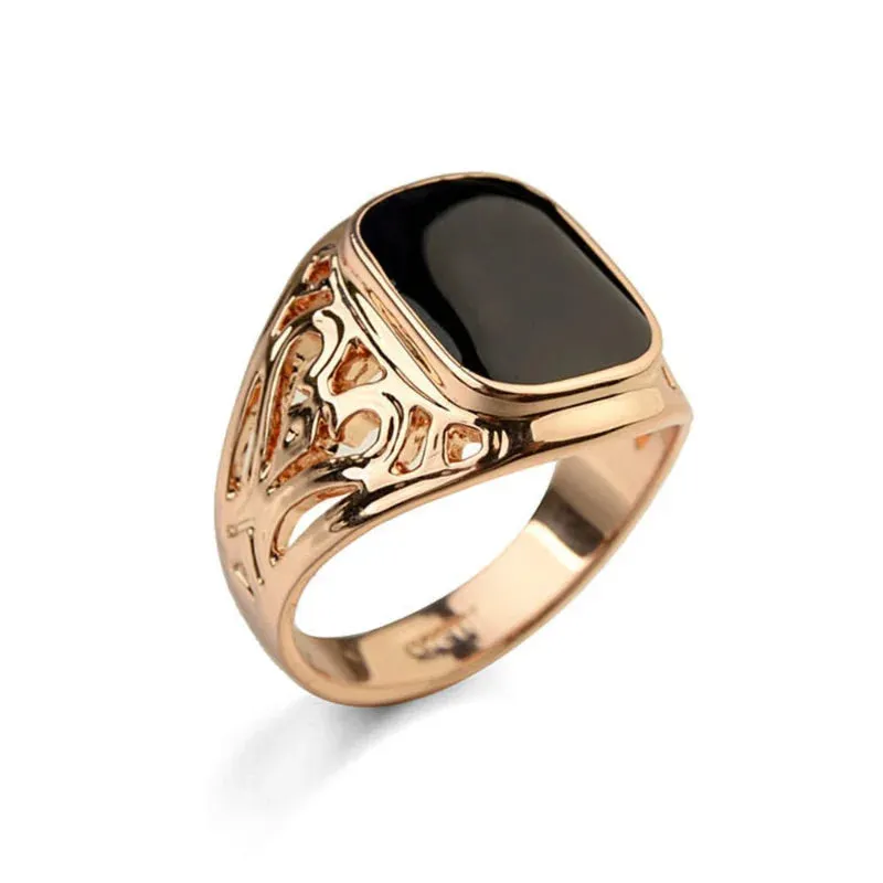 Metal Glossy Rings for Men Geometric Width Signet Square Finger Punk Style Fashion Ring Jewelry Accessories
