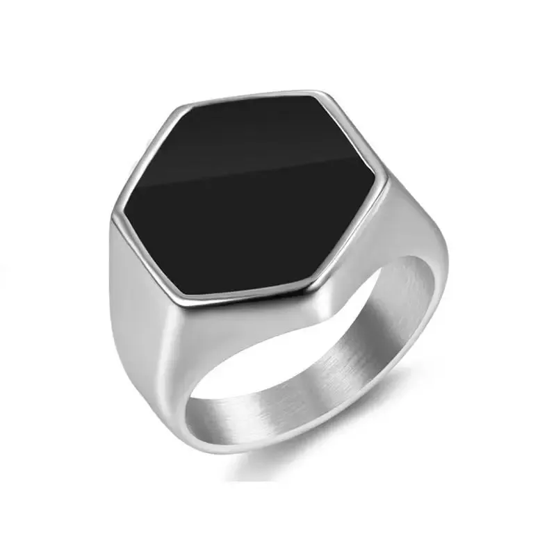 Metal Glossy Rings for Men Geometric Width Signet Square Finger Punk Style Fashion Ring Jewelry Accessories