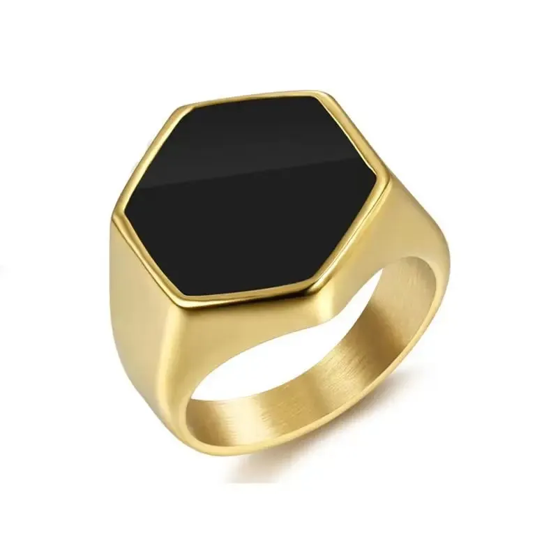 Metal Glossy Rings for Men Geometric Width Signet Square Finger Punk Style Fashion Ring Jewelry Accessories