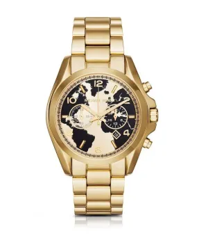 Michael Kors Bradshaw Gold Black Chronograph Globe Dial Watch MK5696