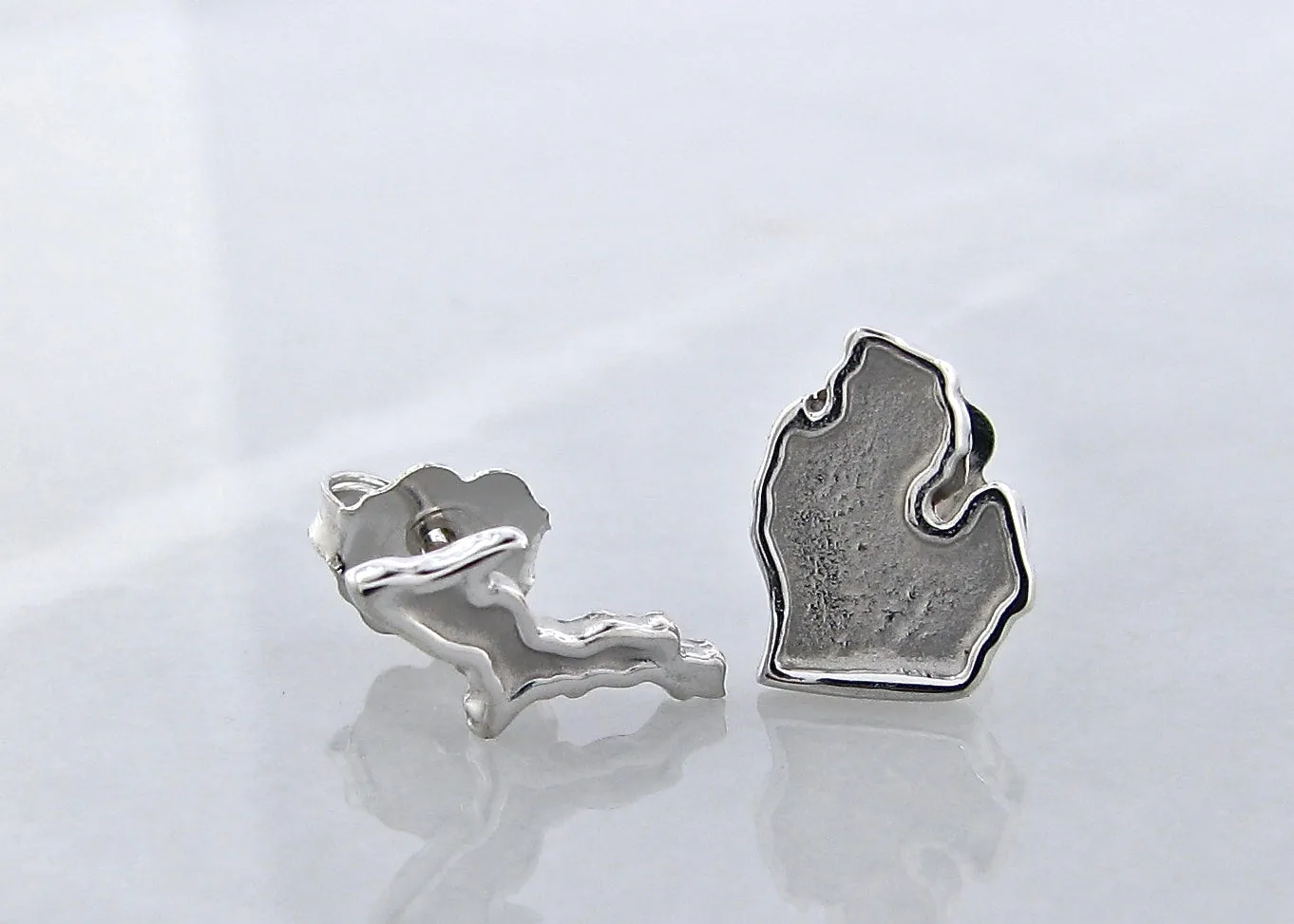 Michigan Silver Earrings Studs, Lower and Upper Peninsula