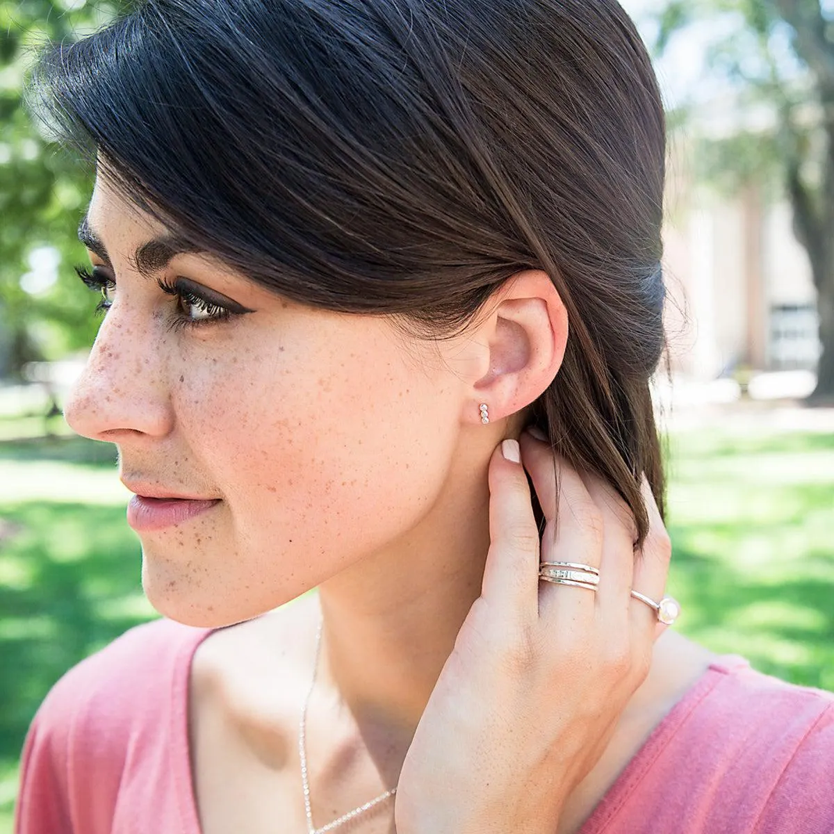 Mini Beaded Studs - Sterling Silver