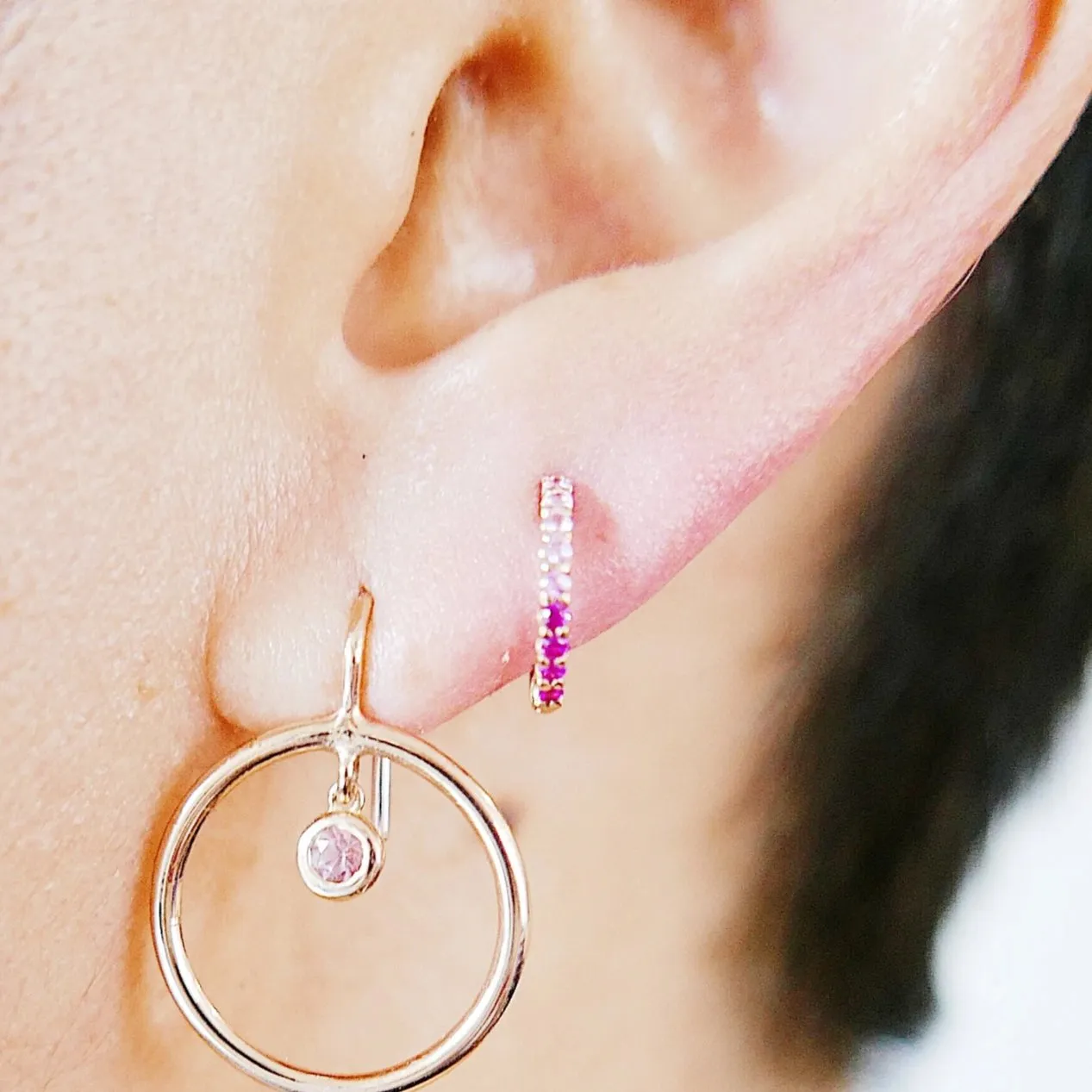 Mini Bi-Color Hoop Earring